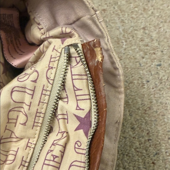 Y2K Juicy Couture Beige Tote with Brown Leather Handles - Picture 13 of 15